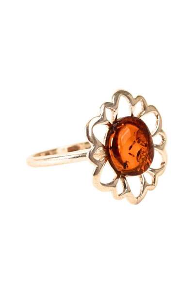 craftmystic Φλοράλ δαχτυλίδι από Ασημί 925 με Φυσικό Κεχριμπάρι - Ηρεμία και ...