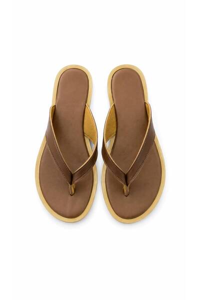 GNY AYAKKABI Gny Women's Tan Plain Design Flip Flops