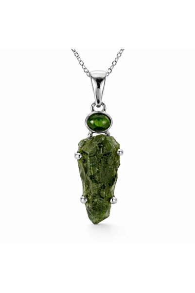 craftmystic Колие сребро 925 с молдавит и зелена турмалин – Емоционален балан...