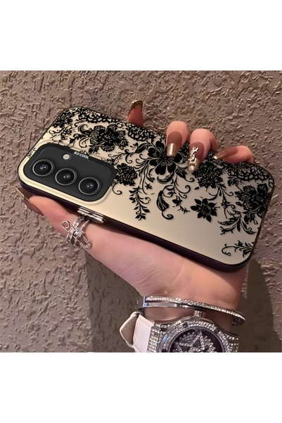 CHICASELUX Samsung Galaxy S24 Compatible Elegant Black Lace Flower Pattern Ca...