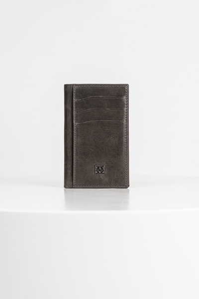BAYDERİ Tiffy Genuine Leather Vertical Card Holder Wallet Crazy Gray