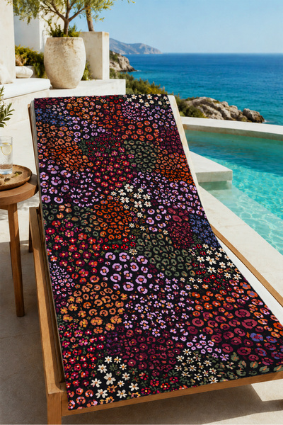 Evmila Prosop de plajă 70x150 cu model modern abstract cu mozaic colorat cu p...