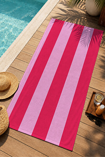 Evmila Retro Fuchsia Pink Vertical Striped Patterned 70X150 Beach Towel - Dig...