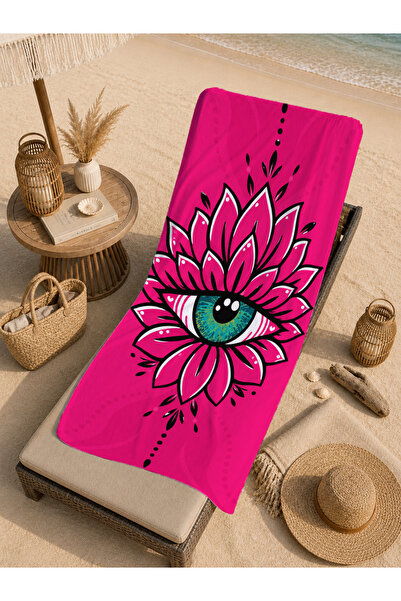 Evmila Pop Art Pink Flower Inside Eye Patterned 70x150 Prosop de plajă - Pros...