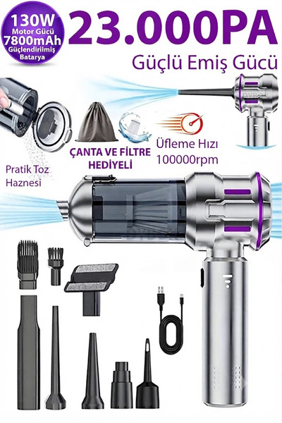 Dybox 23000pa Ultra Güçlü Portatif Vakumlu Kablosuz Portatif Tasinabilir Üfle...
