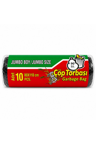 Broken Stone Jumbo Boy Eko Çöp Torbası Siyah 80 x 110 cm 250 gr 1 Paket (10 A...
