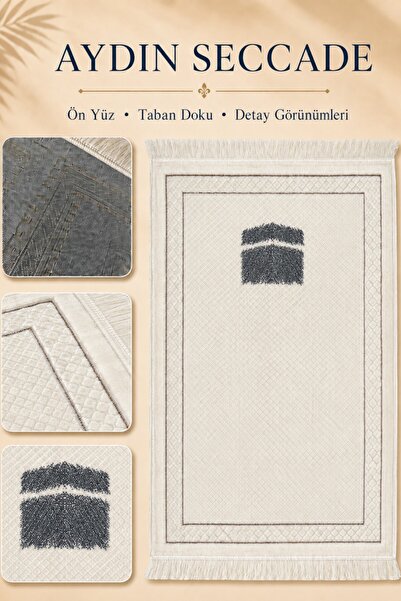 İlkbenaldim Aydın Seccade Lined Velvet Soft Textured Prayer Mat |   Cream