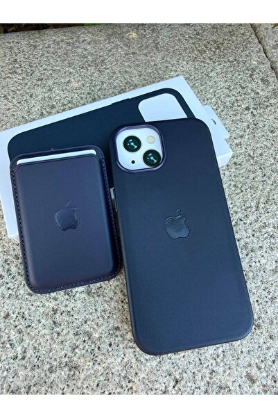 madamcase iPhone 14 Compatible Dark Blue Leather Animated Card Holder Case wi...