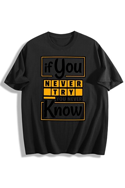 Generic Brand Inspirational If You Never Try Typography,crew neck,100% cotton...
