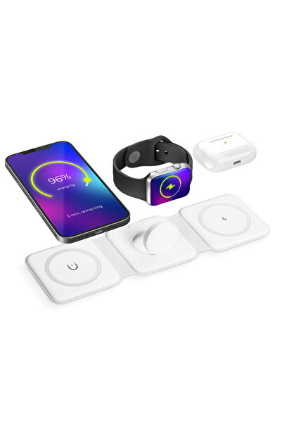Alista Home Stație de încărcare wireless 3-în-1 pentru telefon, ceas și căști...