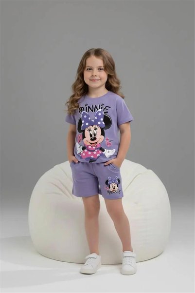 LUFFY KİDS Printed Girls' T-Shirt and Shorts Set - 6594