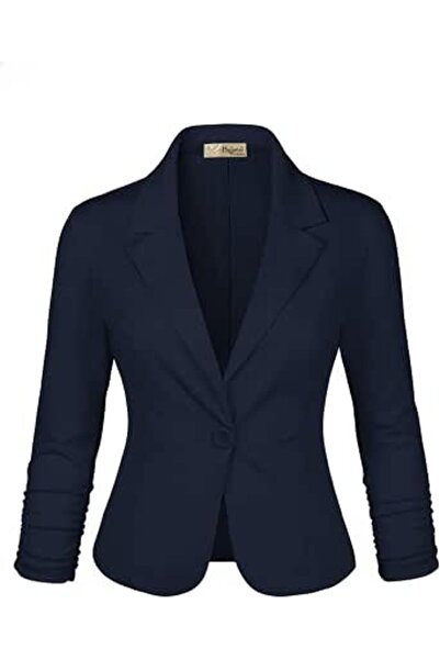Hybrid & Company Women Double Notch Lapel Sharp Shoulder Pad Office Blazer | ...