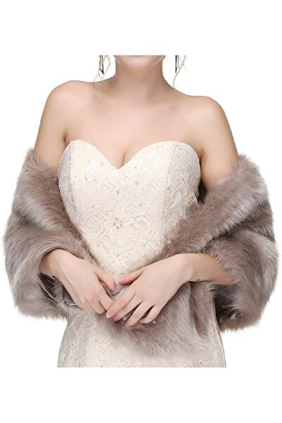 GENERAL Faux Fur Shawl Wrap Stole Shrug Winter Bridal Wedding Cover Up