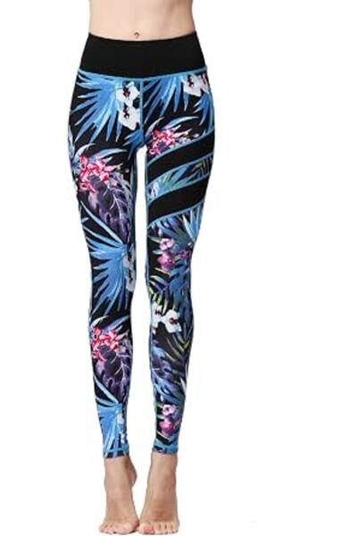 GENERAL Women's Printed Yoga Trousers, Slim Fit High Waist Opaque Fitness Run...