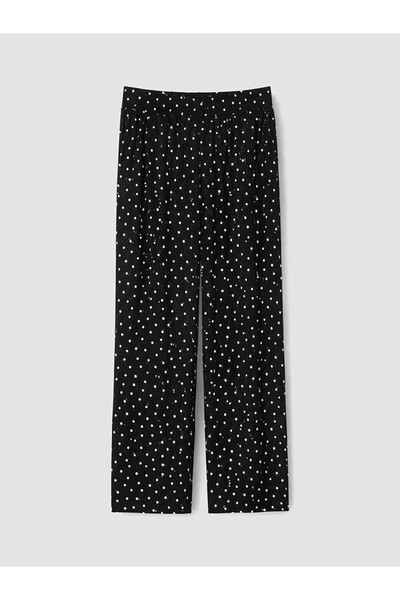 LC Waikiki Lcwaikiki Basic Ecru Elastic Waist Polka Dot Women's Trousers