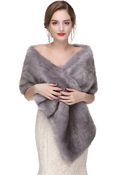 GENERAL Faux Fur Shawl Wrap Stole Shrug Winter Bridal Wedding Cover Up