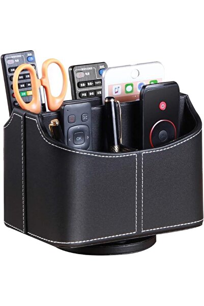 PUSU PU Leather 360°Rotatable Remote Control Holder,Nightstand TV Remote Hold...