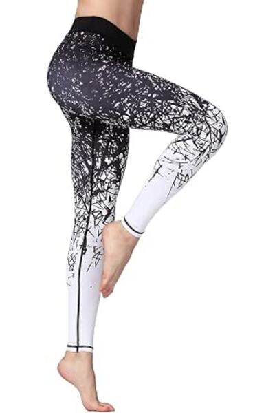 GENERAL Women's Printed Yoga Trousers, Slim Fit High Waist Opaque Fitness Run...