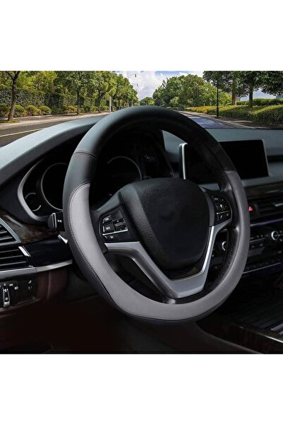 Valleycomfy Microfiber Leather Steering Wheel Covers Universal 15 inch (Gray)