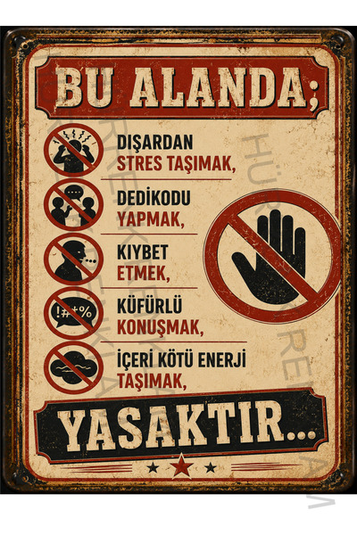 sıradışıhediyem Retro Metal Sign Do Not Spread Gossip Swear Stress Is Prohibi...