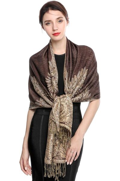 EASELAND Pashmina Scarf for Women Warm Wrap Feel Shawl Paisley Hijab in Rich ...