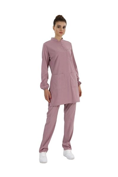 ÇİZGİ MEDİKAL Dusty Rose Hijab Collar Doctor Nurse Medical Scrubs Set Luxury ...