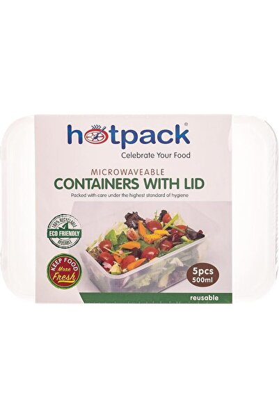 Hotpack حاويات تخزين الطعام للاستخدام مرة واحدة، 5 قطع
