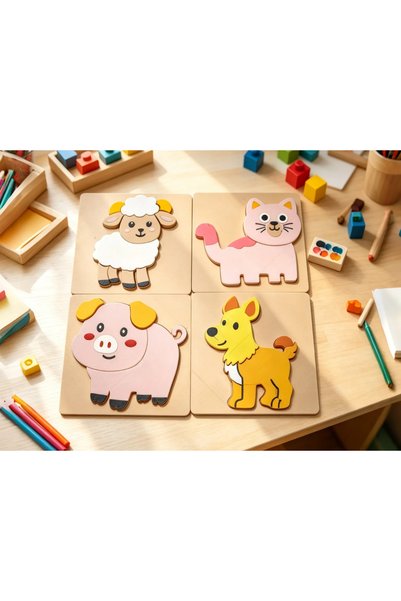 Niks Sevimli Dostlar Montessori / Eğitici Puzzle 4 lü set
