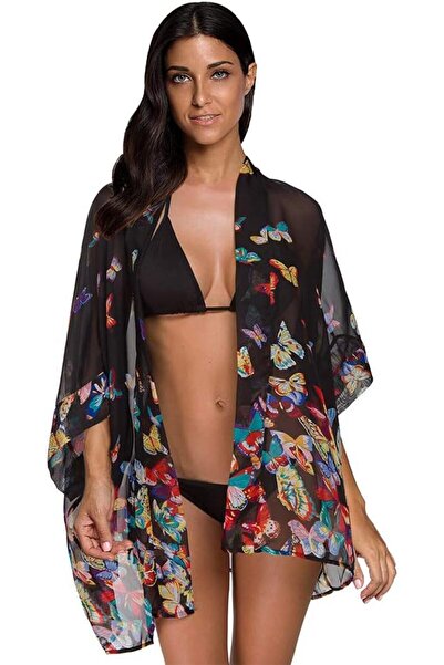 Maxfort Women's Loose Print Sheer Chiffon Kimono Beach Swim Cover up Cardigan...