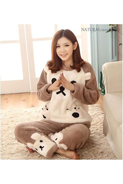 GENERAL Women'S Pajamas Set Winter Thick Warm Flannel Pajamas Set