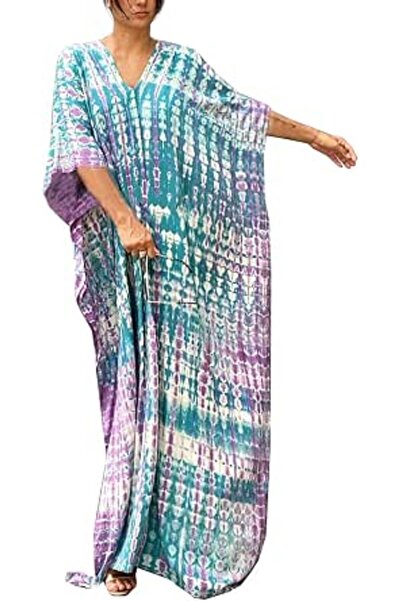 YouKD Summer Cotton Floral Long Kaftan Bohemian Kimono Beach Swimsuit Cover U...
