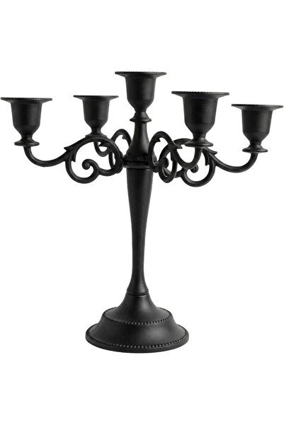 Relyo RELY+ 5 Arm Matte Black Candelabra Taper Candle Holders Christmas Decor...
