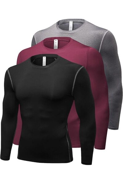 GENERAL Men's Compression Shirts Long Sleeve Athletic Workout Tops Gym Unders...