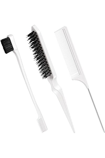 Geiserailie 3 Pcs Slick Back Hair Brush Set Bristle Brush Edge Control Teasin...