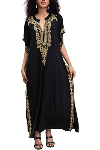 GENERAL Women's Cotton Kaftan Loungewear Boho Homewear Oversized Kimono Maxi ...