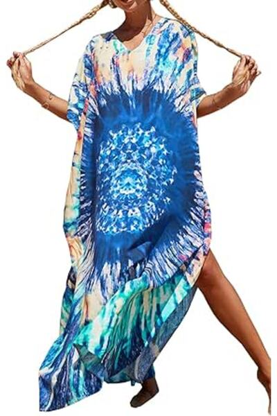 GENERAL Women's Summer Long Beach Dress Kimono Maxi Kaftan Cover ups