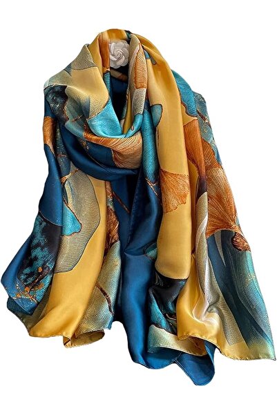 GENERAL Fashion Scarves 100% Satin Silk Scarf Long Lightweight Sunscreen Shaw...