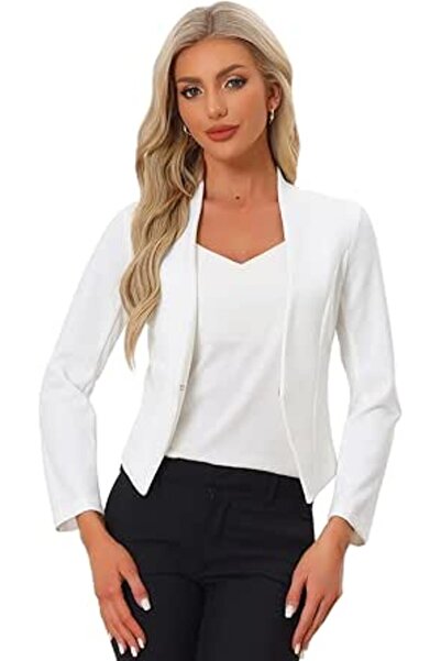Allegra K Women's Open Front Office Work Business Crop Suit Blazer Jacket