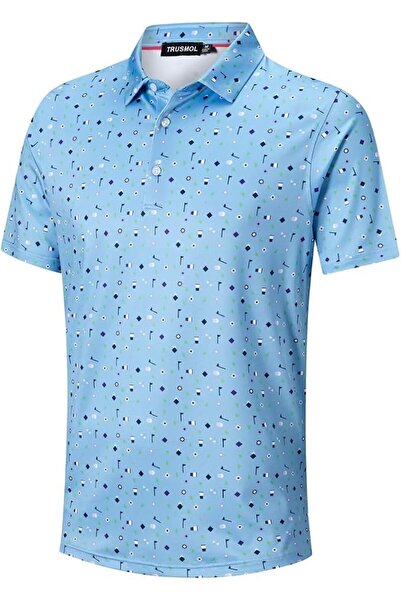 GENERAL Golf Shirts for Men Dry Fit Performance Print Short Sleeve Moisture W...