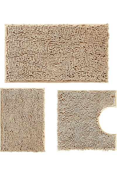 THMINS U-Shaped Toilet Bath Mat Sets 3 Piece, Non Slip, Extra Absorbent, Bath...