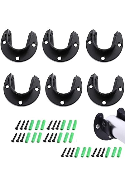 SYOSI U-Shaped Closet Rod Bracket Stainless Steel Closet Rod Holder 6 Pack Cl...