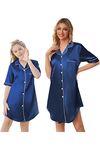 GENERAL Schbbbta Girls Boys Satin Pajamas Set, 2Piece Silk Nightwear Button-D...