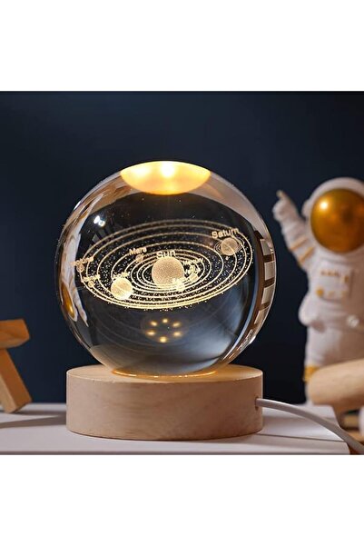 Goodern 3D Crystal Ball Night Light Clear Galaxy LED Light with Wooden Base G...