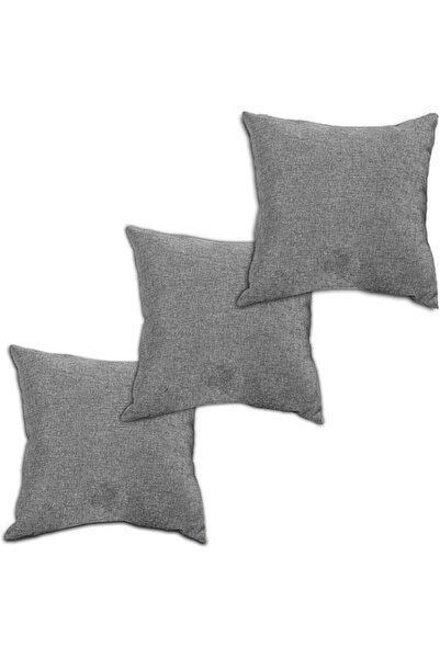 REGAL IN HOUSE In House | 3 Pieces Square Decorative Cushion Set of Linen Sol...