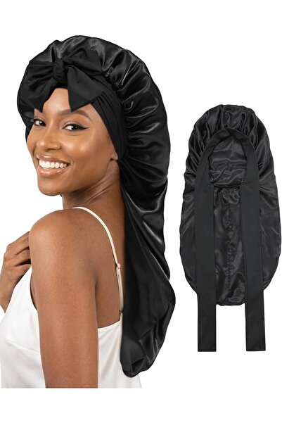 AWAYTR womens Double Layer Long Satin Bonnet Long Satin Bonnet (pack of 1)