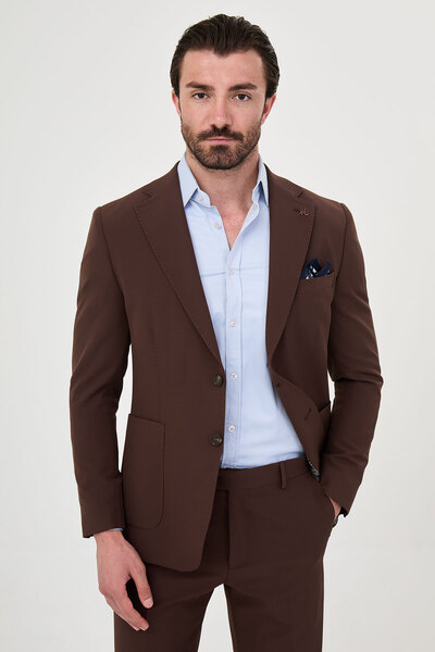 Mcr Straight Slim Fit Mono Collar Punto Stitched Men's Suit with Pocket Bag C...