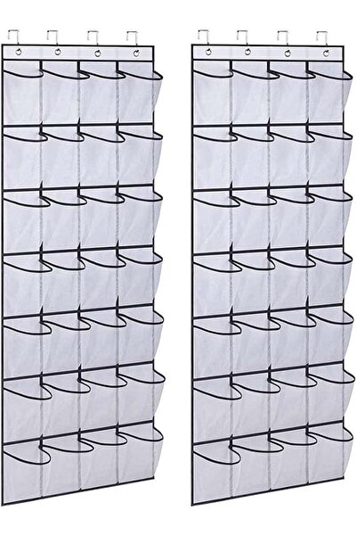 kamuavni Over The Door Shoe Organizer, Hanging Shoe Organizer with 24 Mesh La...