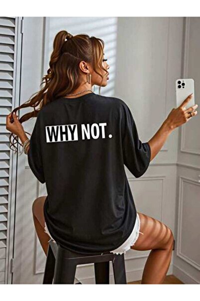 k222 Casual Women's Why Not Text Design, Pure Cotton T-Shirt, Summer Wear, Ev...