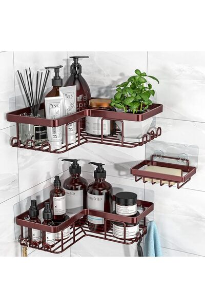 GENERAL YASONIC Corner Shower Caddy, 3-Pack Adhesive Shower Caddy with Soap H...