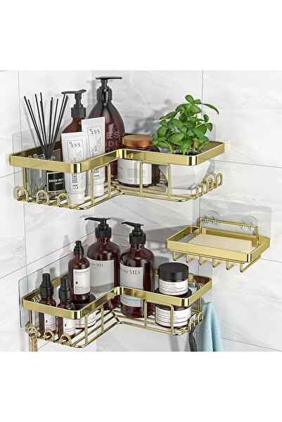 GENERAL YASONIC Corner Shower Caddy, 3-Pack Adhesive Shower Caddy with Soap H...